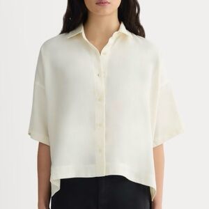 Everlane The Drapey Short-Sleeve Square Shirt Bone